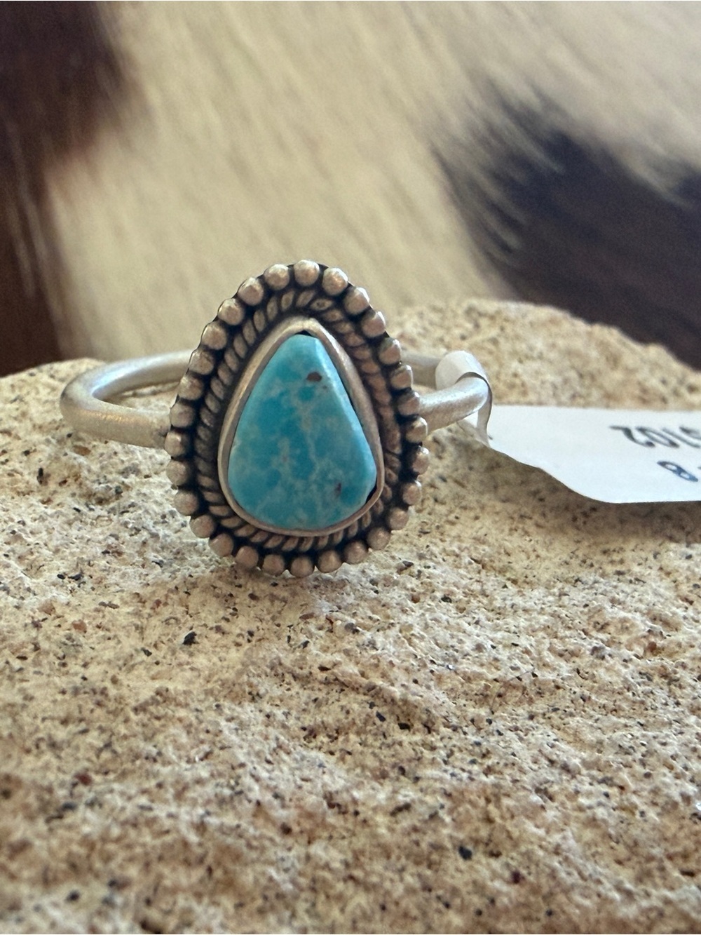 โค๏ธ Sonoran Blue Turquoise Navajo Size 8 Matte Sterling Silver Southwestern Ring